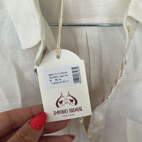 Emporio Sirenuse Light Wind Sparrow Shirt in White Linen Size Small NWT - Picture 5 of 5